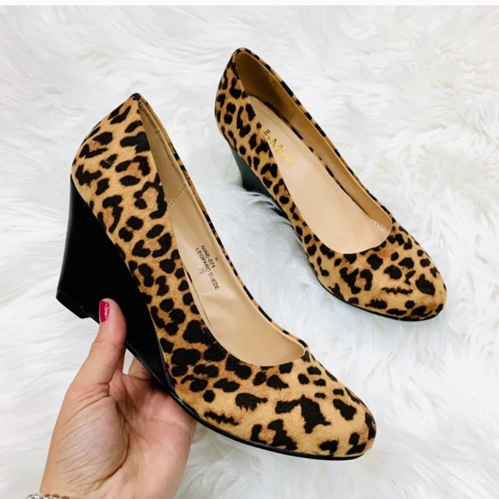 SALE NEW leopard kitten wedge heels